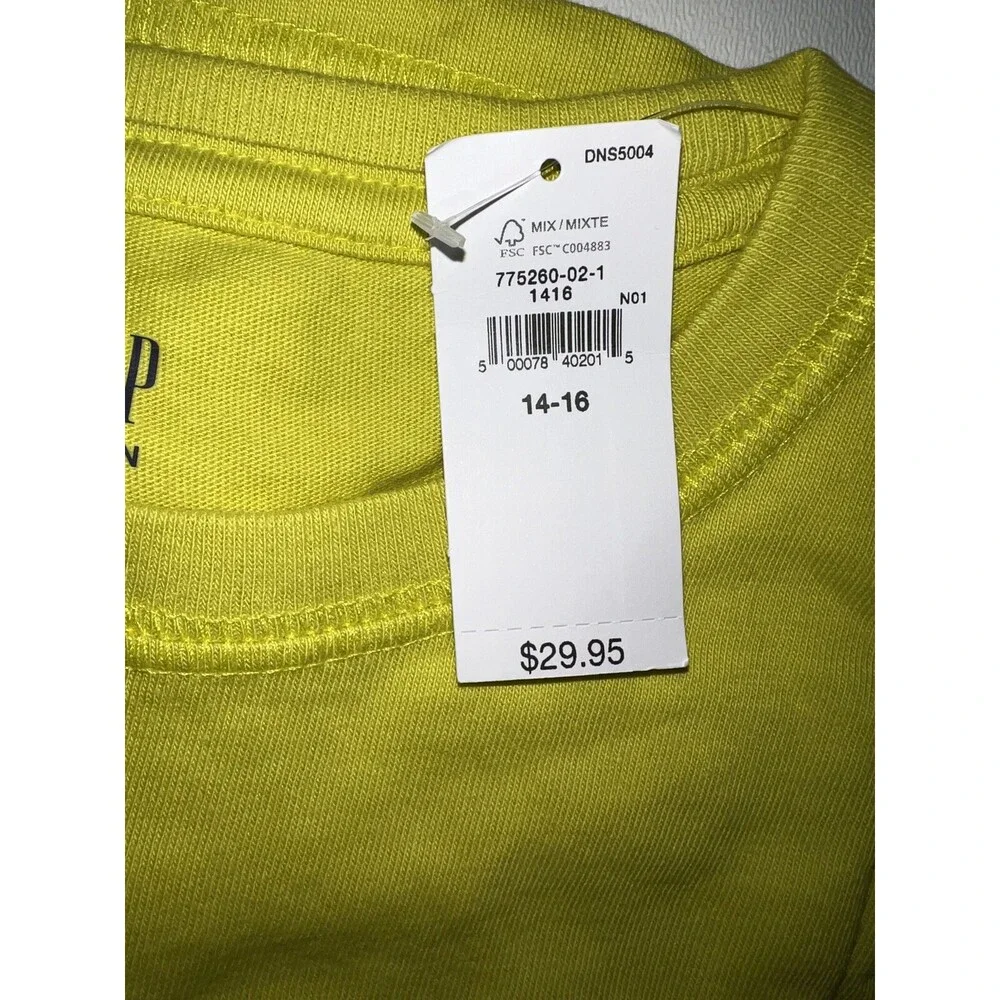 NWT! Gap Teen Bright Lime Green Long Sleeve Soft R Shirt Top Size 14-16 $30